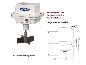 Bindicator Roto-Bin-Dicator R-H Assembly.  120 VAC, 1 SPDT.  Centro Kit for Assembly. With: Mounting Plate H-19 (Side Mount), Large 4-Vane Paddle H-371, Neoprene Flex Coupling