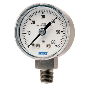 WIKA 9117970 | 131.11.2" 30 Psi 1/8" NPT Center Back Mount Bourdon Tube Pressure Gauge, Stainless Steel