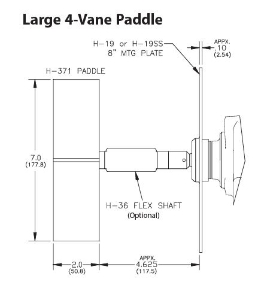 Bindicator Paddle, H-371, Large 4-Vane, 2 x 7 Inch Diameter with Pins
