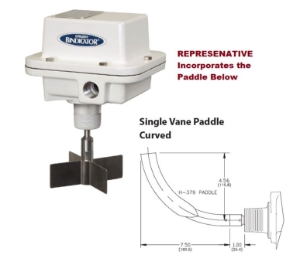 Bindicator Roto-Bin-Dicator R-H Assembly.  120 VAC, 1 SPDT.  Centro Kit for Assembly.  With: Single Curved Paddle H-379 (Banana), No Mounting Plate