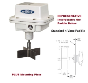 Bindicator Roto-Bin-Dicator R-H Assembly. 120 VAC, 1 SPDT. Centro Kit for Assembly. With: Mounting Plate H-192 (Top Mount), Standard 4-Vane Paddle H-370, Full Coupling