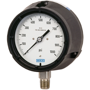 WIKA 24203113 | 233.34.4.5" 1500 Psi 1/4 NPT Lower Mount Bourdon Tube Pressure Gauge, Stainless Steel