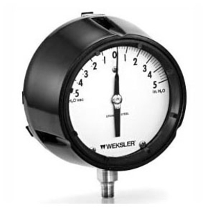 Ashcroft - WEKSLER BL142WA2LW 1/2" MPT, Lower, 0/10" WC, 4-1/2" Black Graduation and Numeral on White Background Aluminum Dial, Aluminum Case, Differential, Low Pressure Gauge