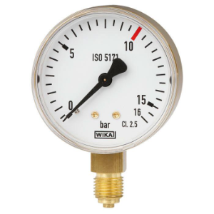 WIKA 8610975 | 111.11 2.5" 4000 Psi 1/4 NPT Lower Mount Bourdon Tube Pressure Gauge, Copper Alloy